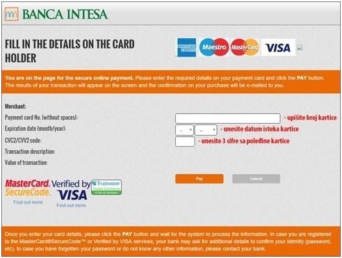 Banca Intesa online plaćanje