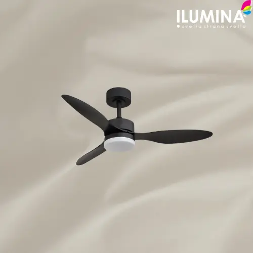 Ilumina Crni ventilator sa led svetlom BLECKWELL