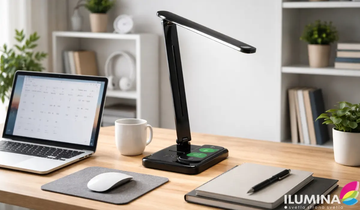 Moderne crne LED lampe za radni sto, za kućnoe kancelarije